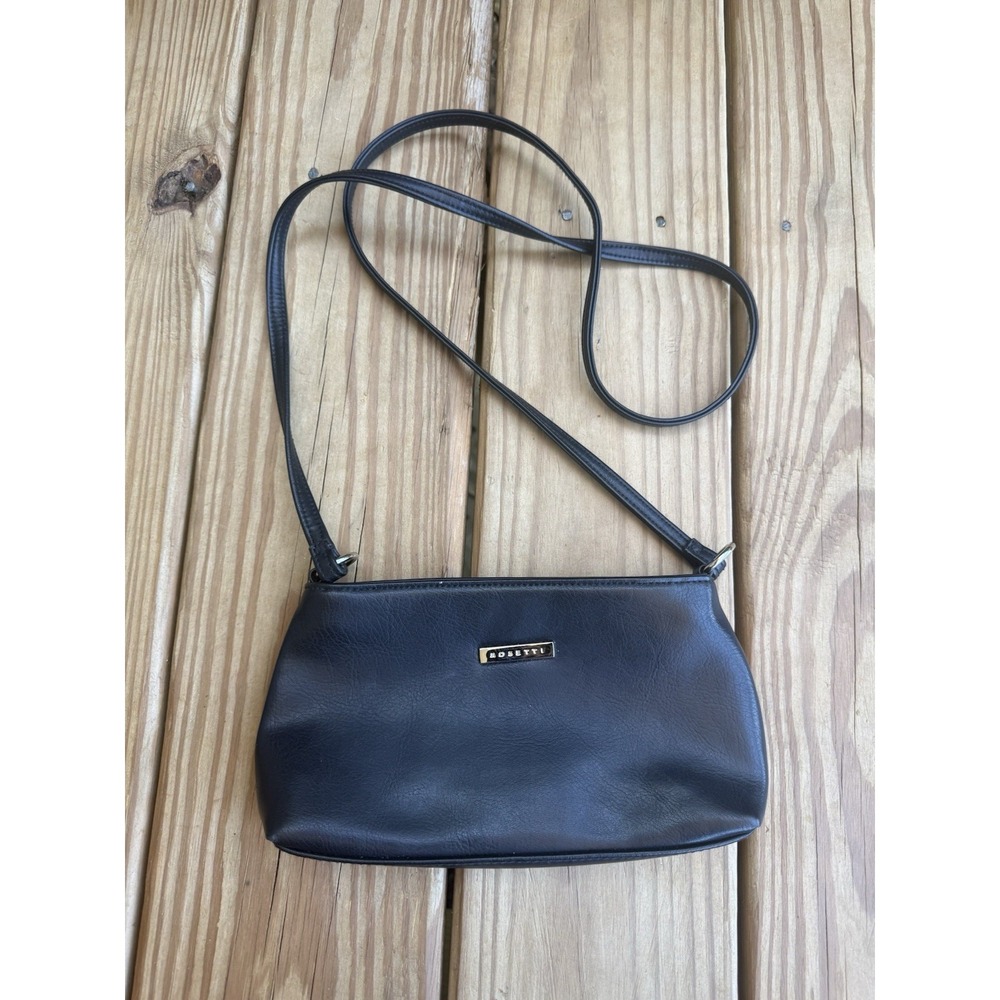 Vintage Rosetti Y2K Crossbody Faux Black Leather Purse